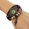 Retro Brown Leather Bracelet/Watch 'Wing'