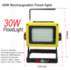 Flood Light Rechargeable White Led 30W 3x18650 Battery