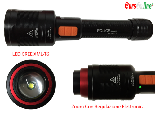Professional Led Torch CREE XM-L T6 Electric Zoom