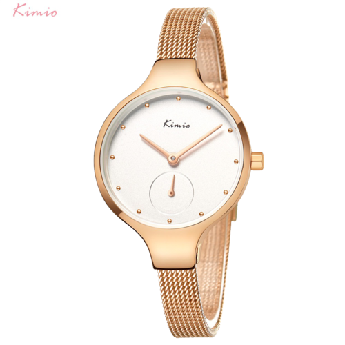 New Women Rose Gold Watch Small Second Dial Kimio K6332M