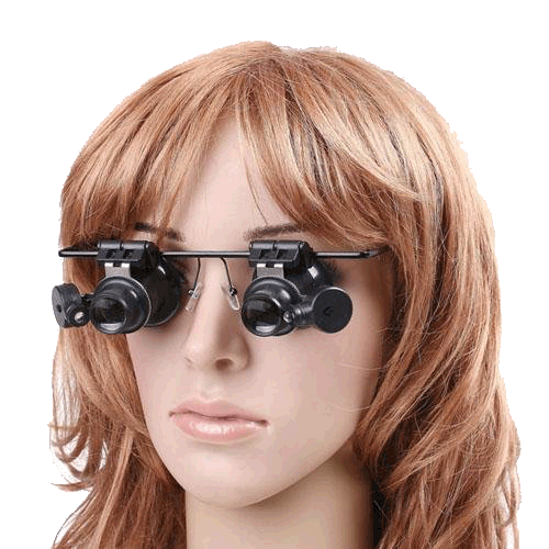 Glasses with Double 20x magnifier and LED light