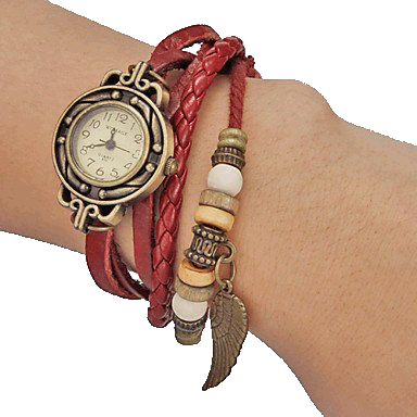 Retro Red Leather Bracelet/Watch 'Wing'