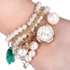 Ailisha Orologio/Bracciale Perle e Pendenti Verde/Oro