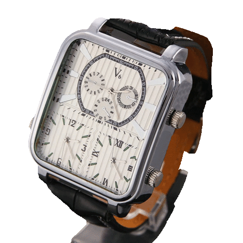 Man Wrist Watch Three Time Zone/Silver