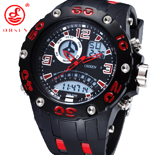 Ohsen AD2801 Military Sport Watch-Red