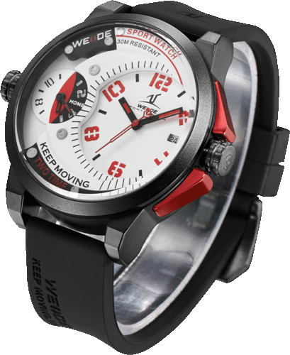 New Weide UV1501 Oversized Dual Time WR 30m - White