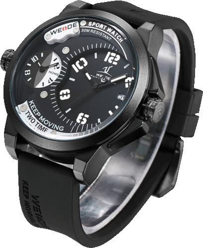 New Weide UV1501 Oversized Dual Time WR 30m - Black