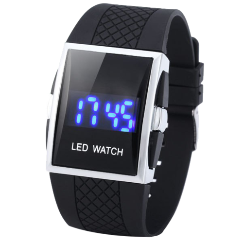 Led Watch Eco Display Blue With Black Strap