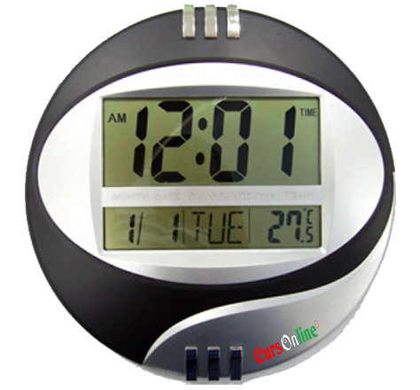 Digital LCD wall or desk clock with temperature and date BLACK