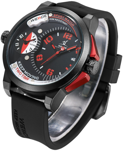 New Weide UV1501 Oversized Dual Time WR 30m - Red