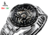 IK Colouring mechanical watch black dial skeleton movement 98226