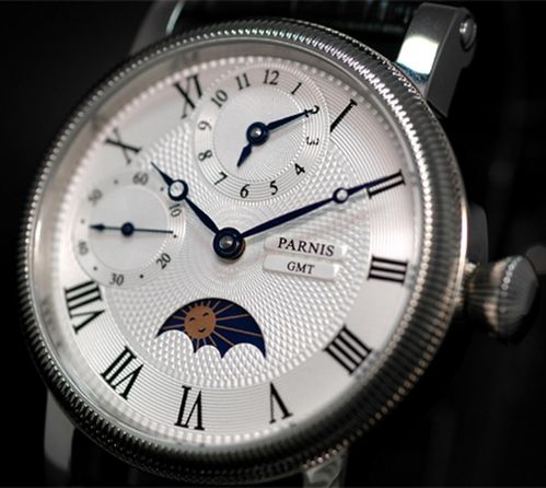 Mechanical Wrist Watch Parnis Seagull hand winding GMT PN829