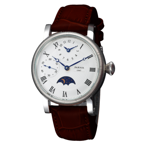 Mechanical Wrist Watch Parnis Seagull hand winding GMT PN829