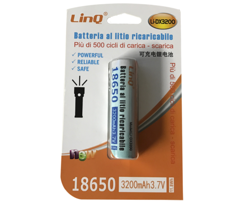 Batteria al Litio Professionale 18650 3200mAh Tripla Protezione LinQ