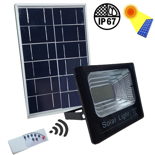 25W Flood Light With Solar Panel and Remote Control